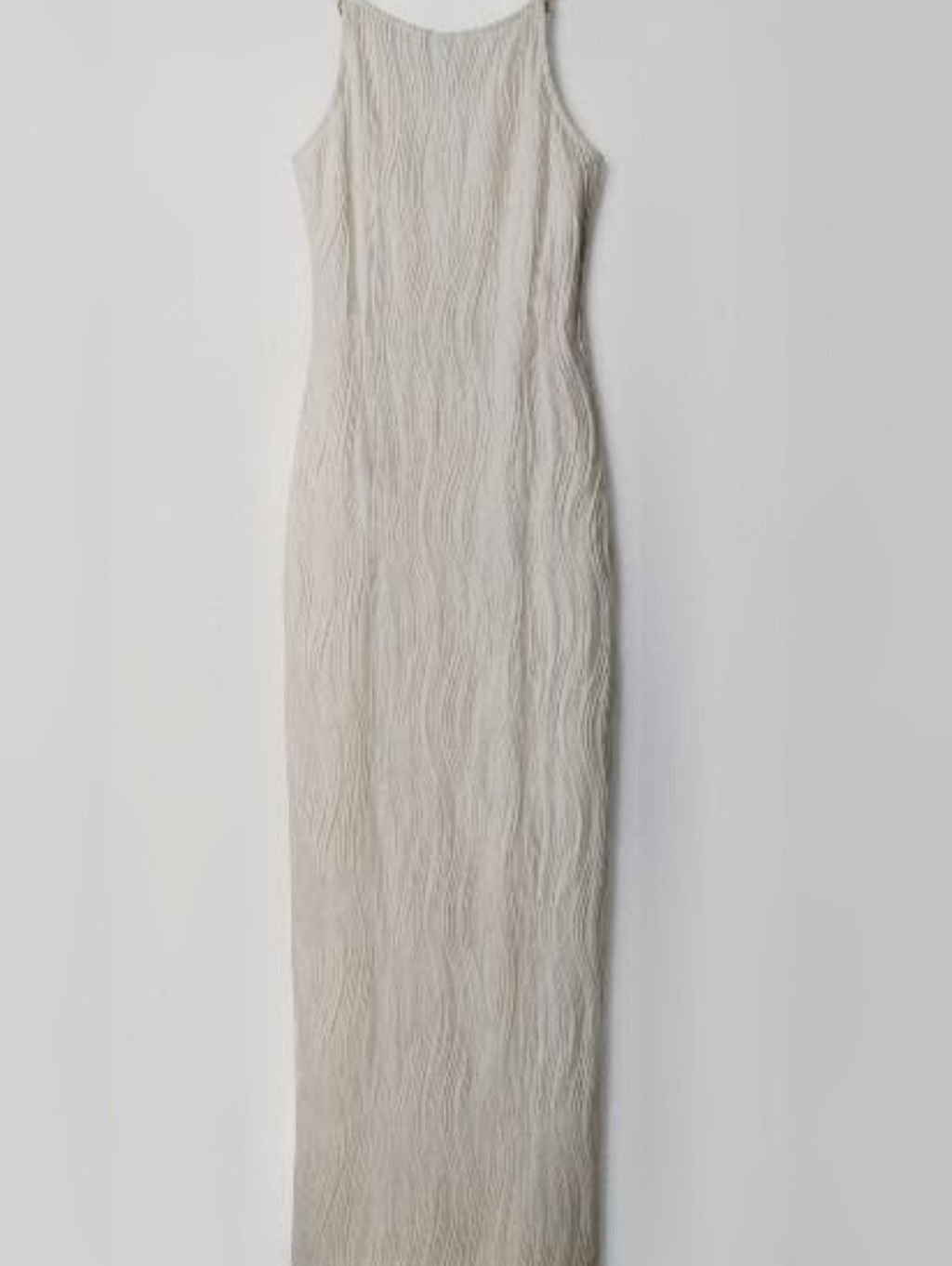Rihoas White Textured Maxi Slip Dress With Pearl Straps